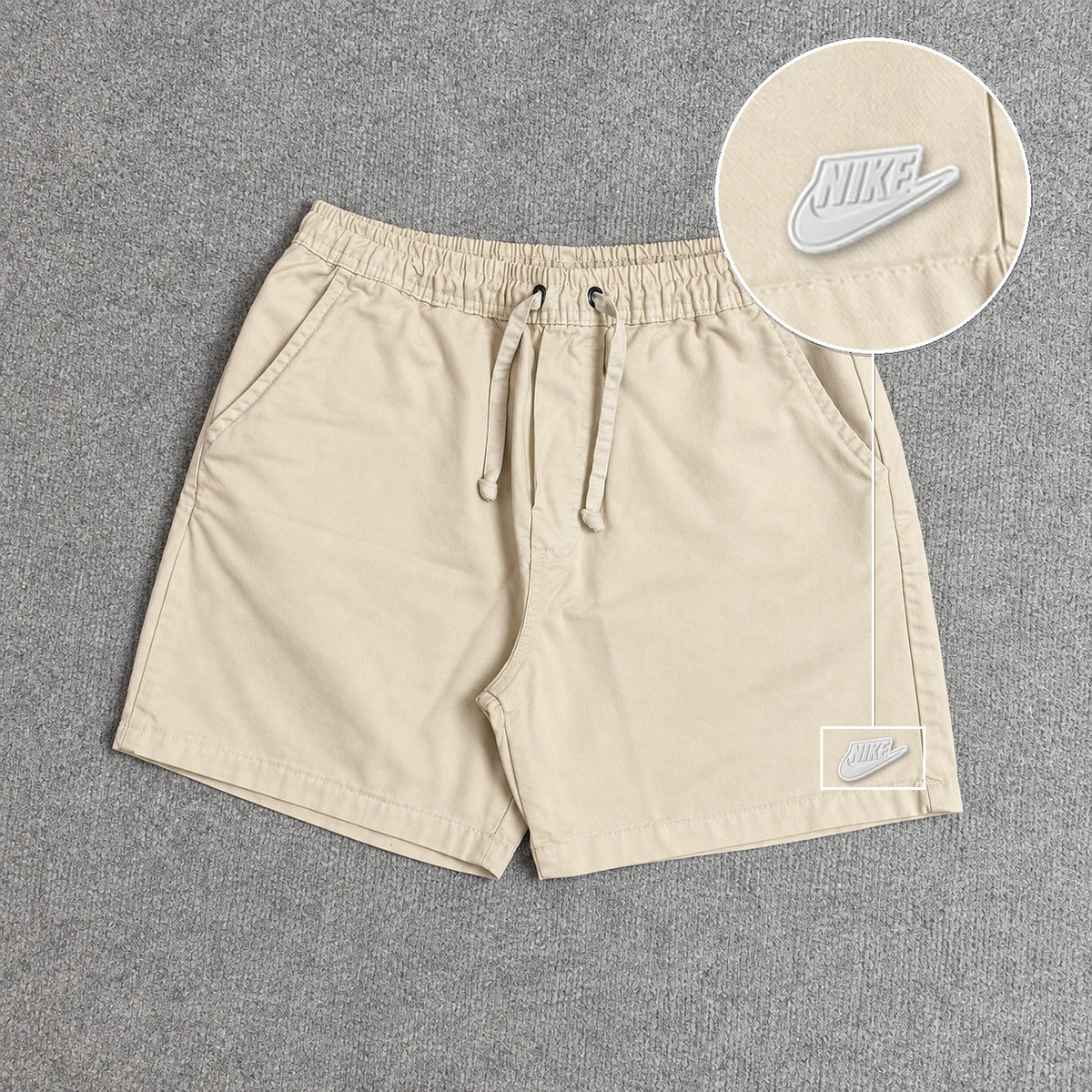 SHORT SARJA MAURICINHO AREIA com patch Nike Branco