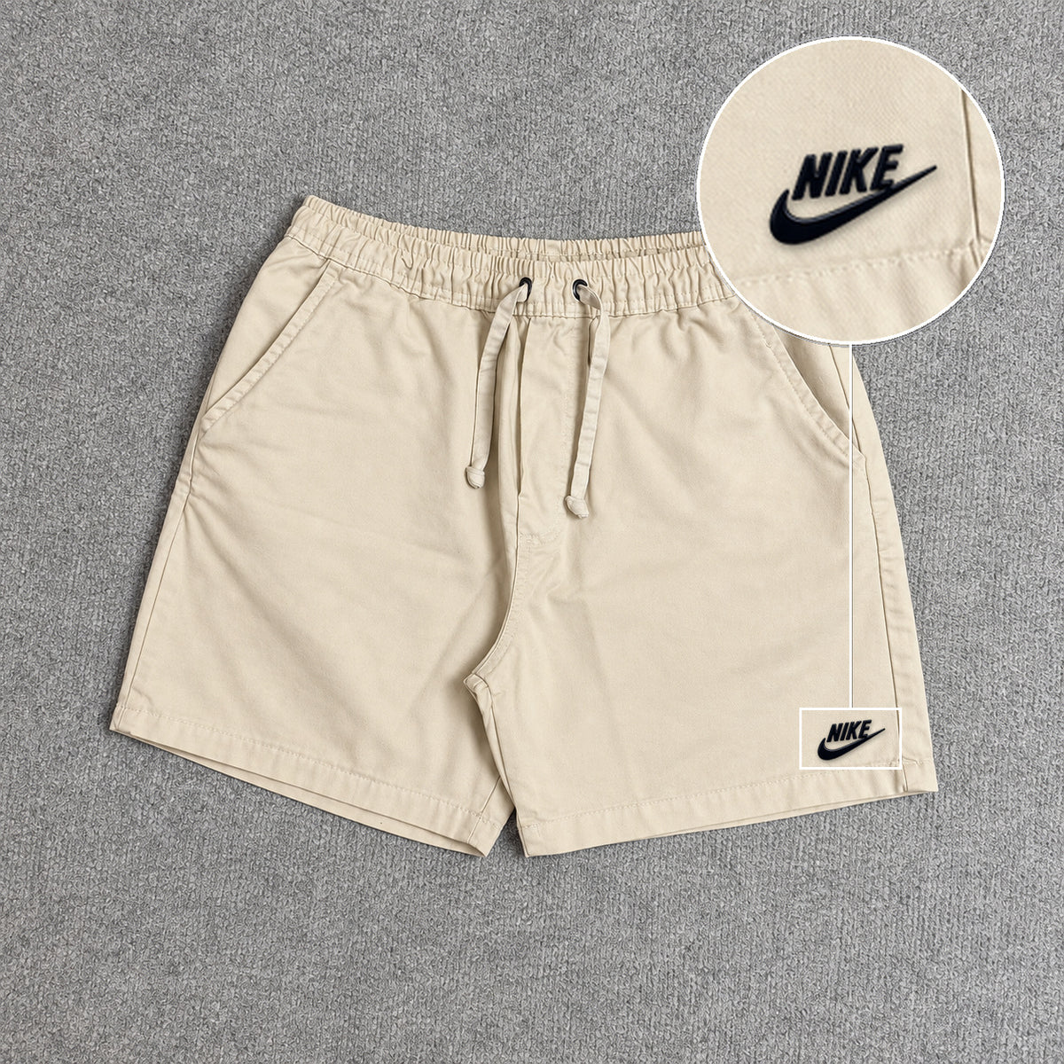 SHORT SARJA MAURICINHO AREIA com patch Nike Escrita Sp Preto