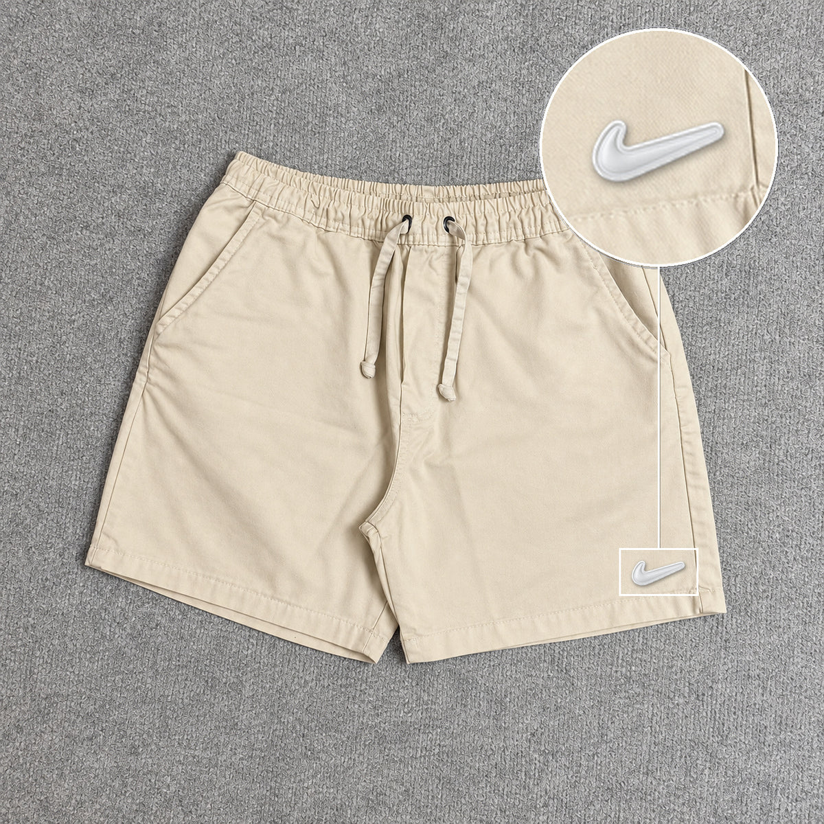 SHORT SARJA MAURICINHO AREIA com patch Nike Facao Sp Branca