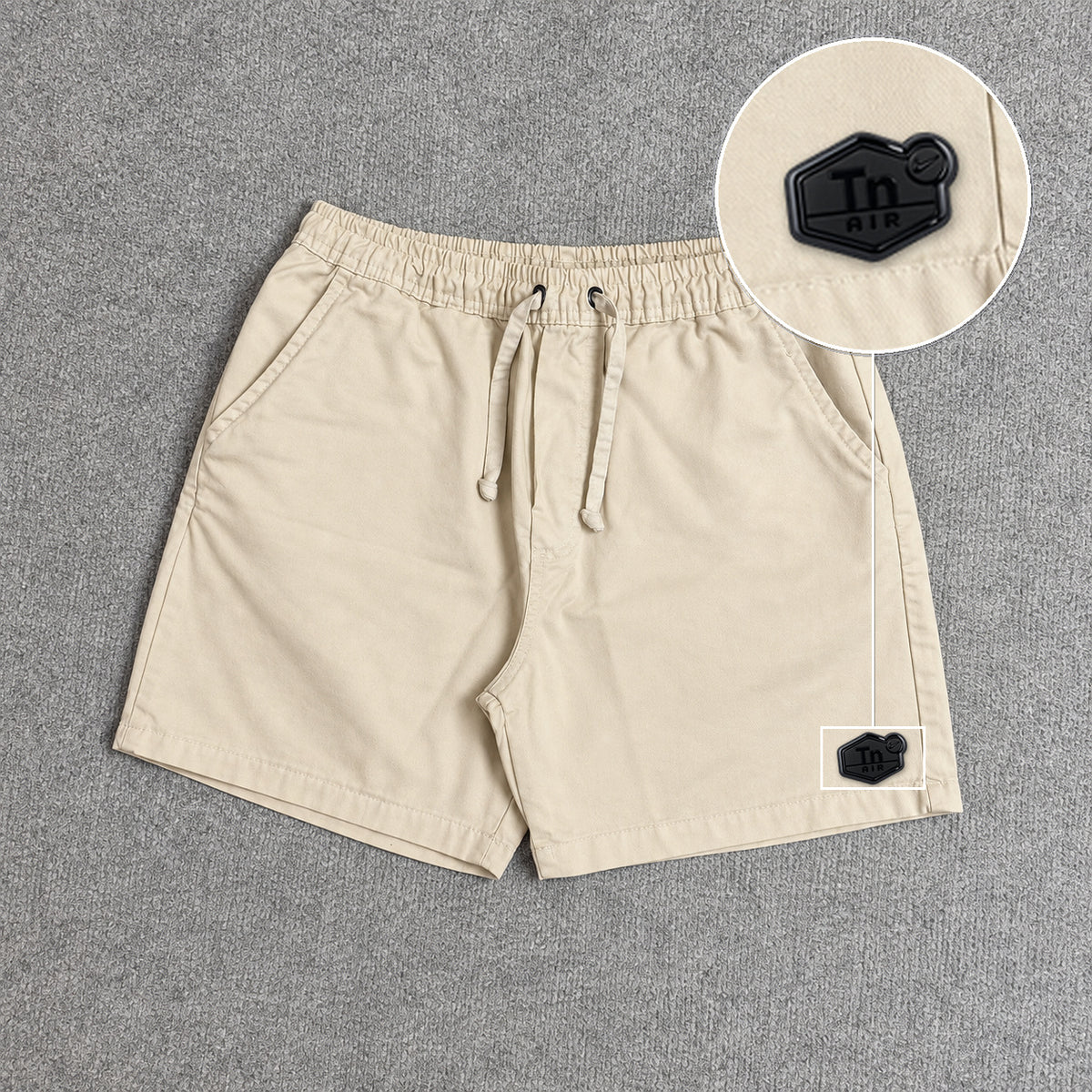 SHORT SARJA MAURICINHO AREIA com patch Tn Resinado Preto