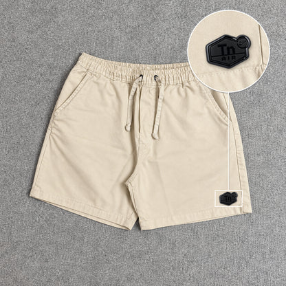 SHORT SARJA MAURICINHO AREIA com patch Tn Resinado Preto