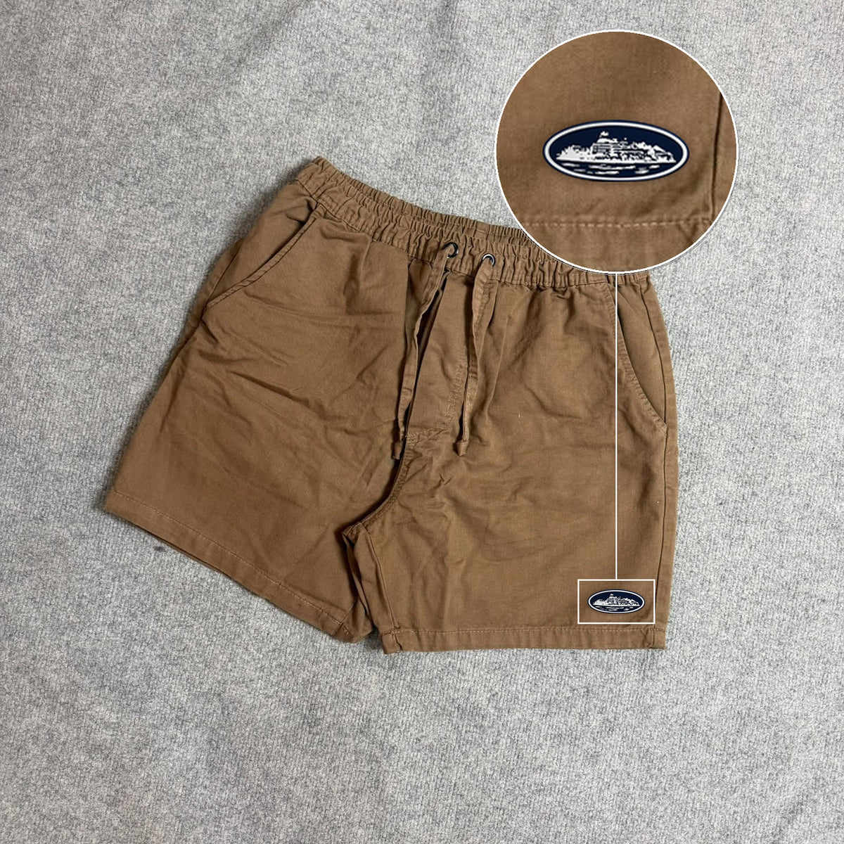 SHORT SARJA MAURICINHO CAQUI com patch Cortez Prisao
