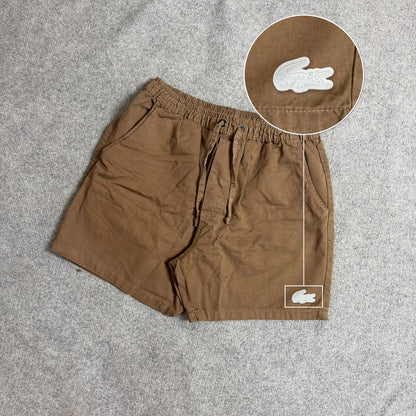SHORT SARJA MAURICINHO CAQUI com patch Lacoste Sp Branco