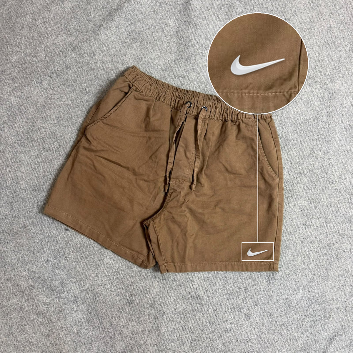 SHORT SARJA MAURICINHO CAQUI com patch Nike Swoosh Branco