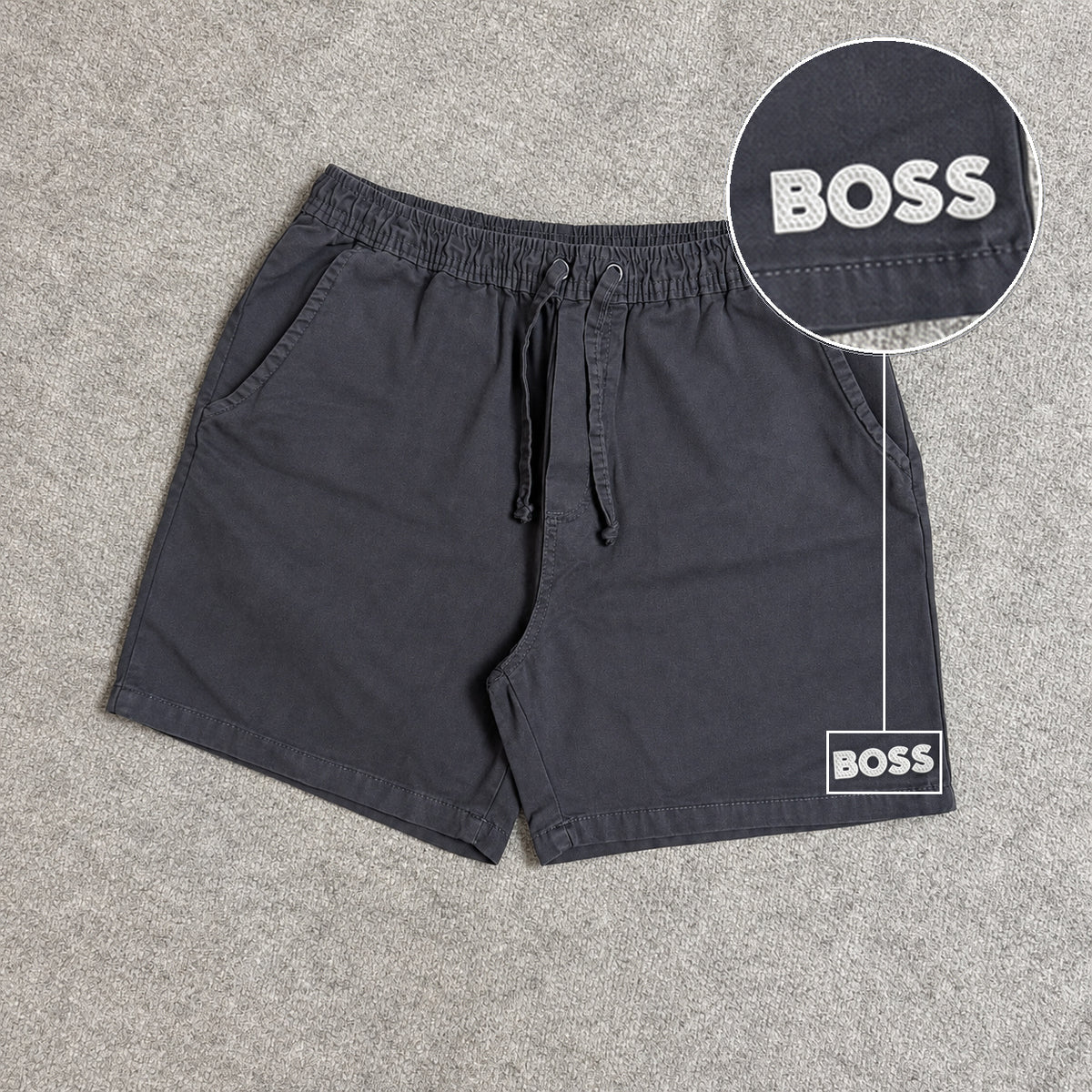 SHORT SARJA MAURICINHO CINZA CHUMBO com patch Boss Sp Branco