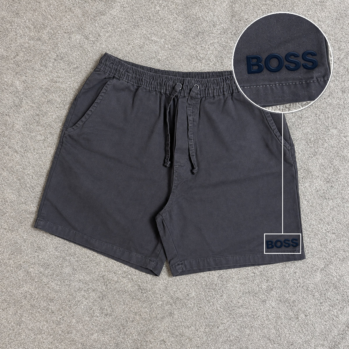SHORT SARJA MAURICINHO CINZA CHUMBO com patch Boss Sp Preto