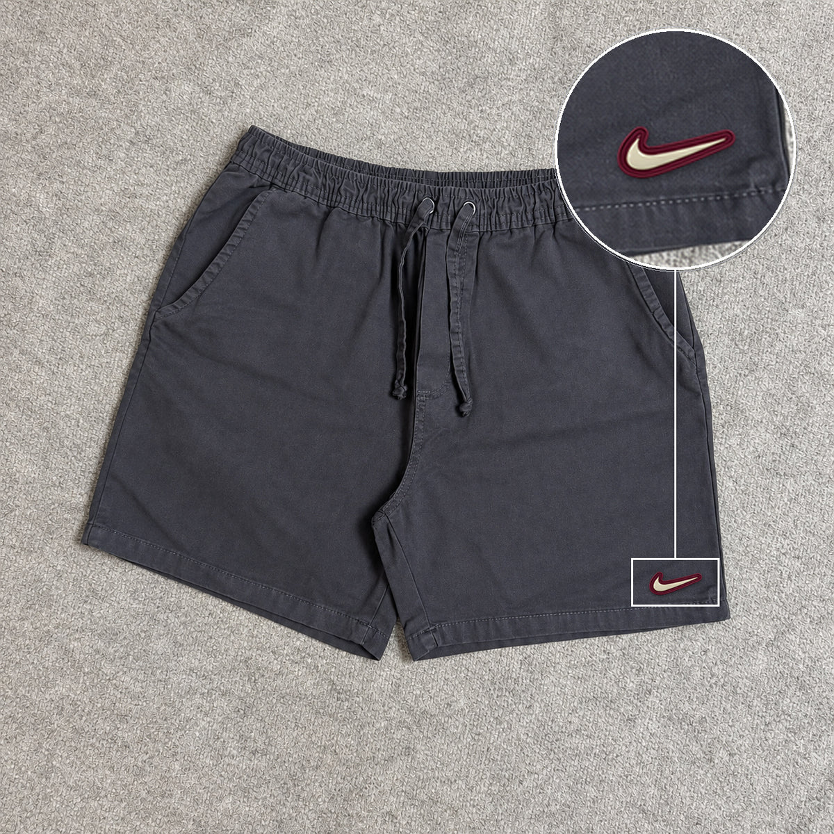 SHORT SARJA MAURICINHO CINZA CHUMBO com patch Nike Resinado Marrom