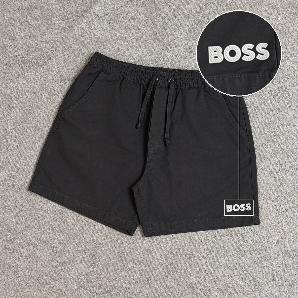 SHORT SARJA MAURICINHO PRETO com patch Boss Sp Branco