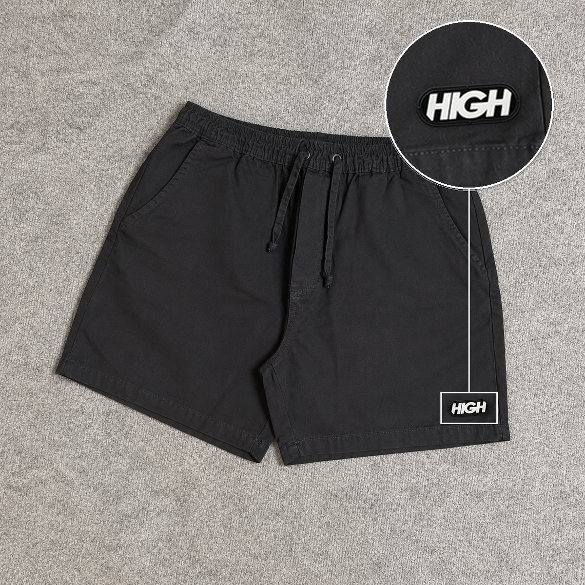 SHORT SARJA MAURICINHO PRETO com patch High Resina Oval Preta