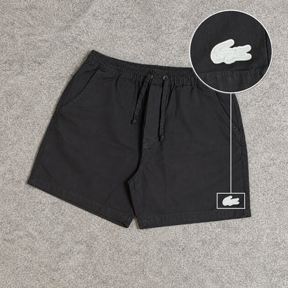 SHORT SARJA MAURICINHO PRETO com patch Lacoste Sp Branco