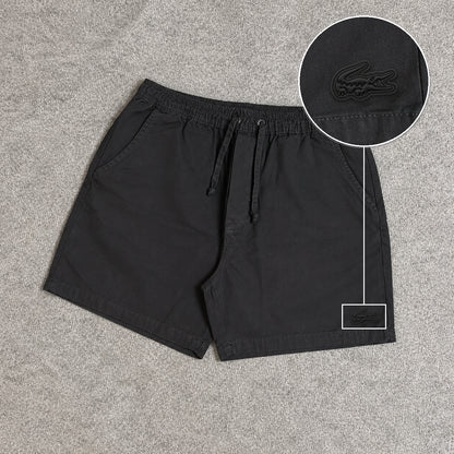 SHORT SARJA MAURICINHO PRETO com patch Lacoste Sp Preto