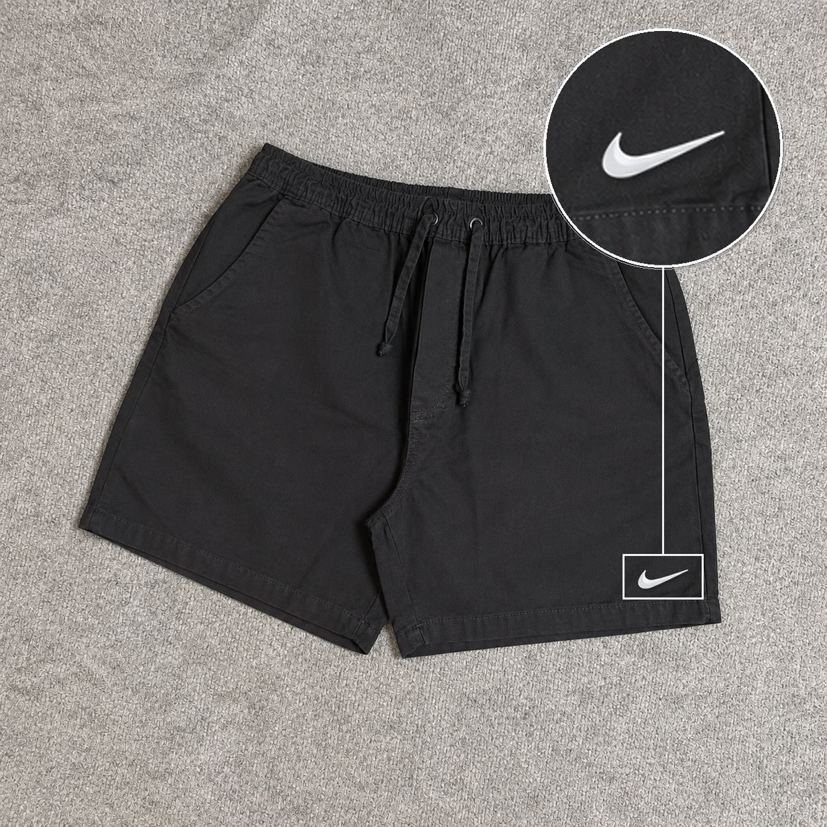 SHORT SARJA MAURICINHO PRETO com patch Nike Swoosh Branco