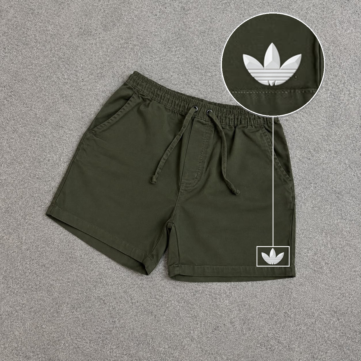 SHORT SARJA MAURICINHO VERDE MILITAR com patch Adidas Branco