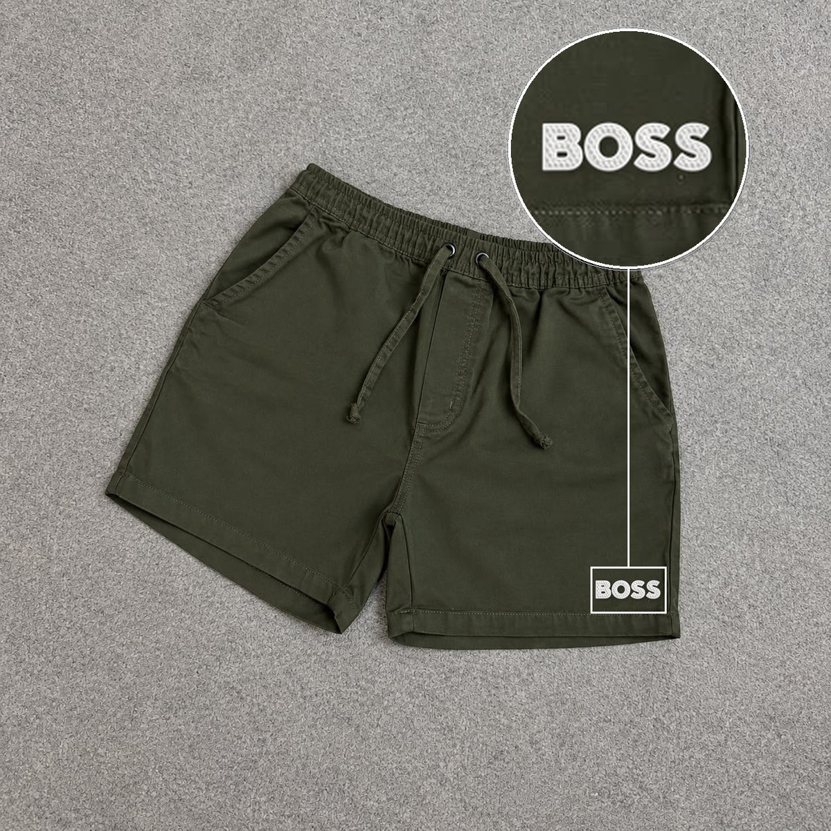 SHORT SARJA MAURICINHO VERDE MILITAR com patch Boss Sp Branco