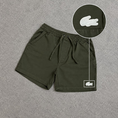 SHORT SARJA MAURICINHO VERDE MILITAR com patch Lacoste Sp Branco