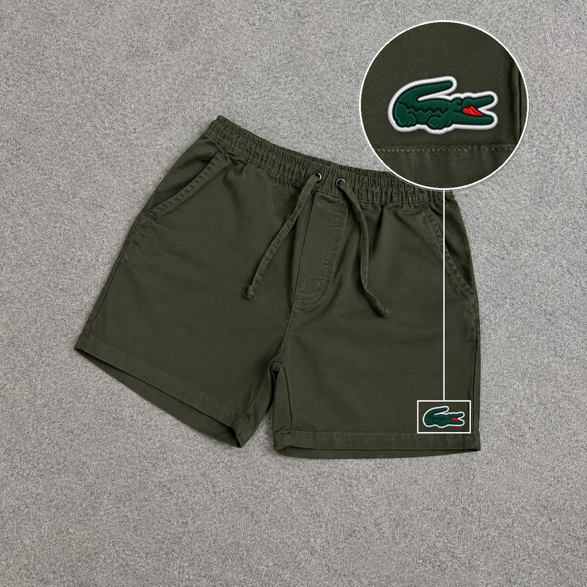 SHORT SARJA MAURICINHO VERDE MILITAR com patch Lacoste Sp